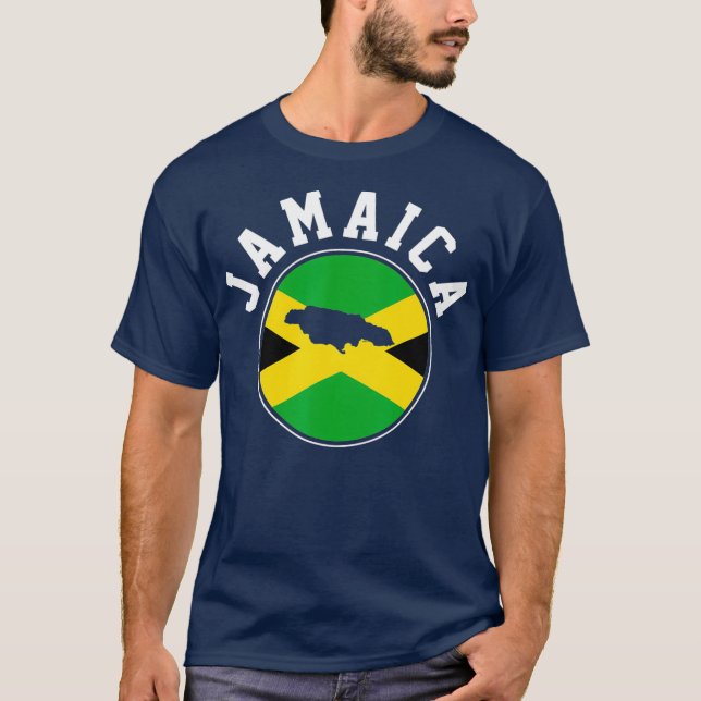 Jamaica Jamaican Flagga Karta Gift T Shirt (Framsida)