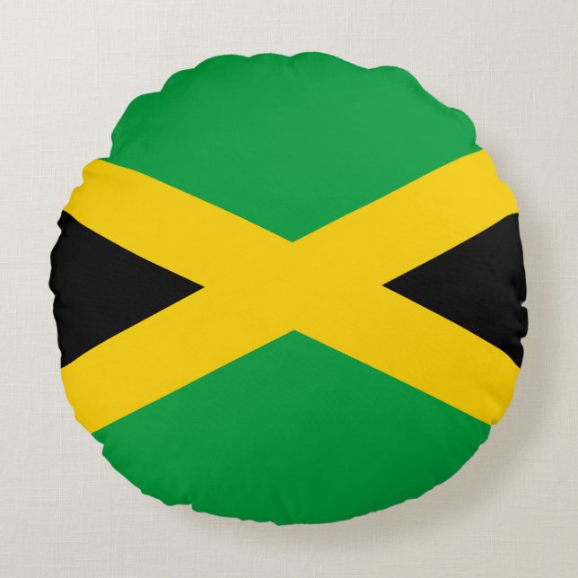 Jamaica (Jamaican) Flagga Rund Kudde (Framsidan)