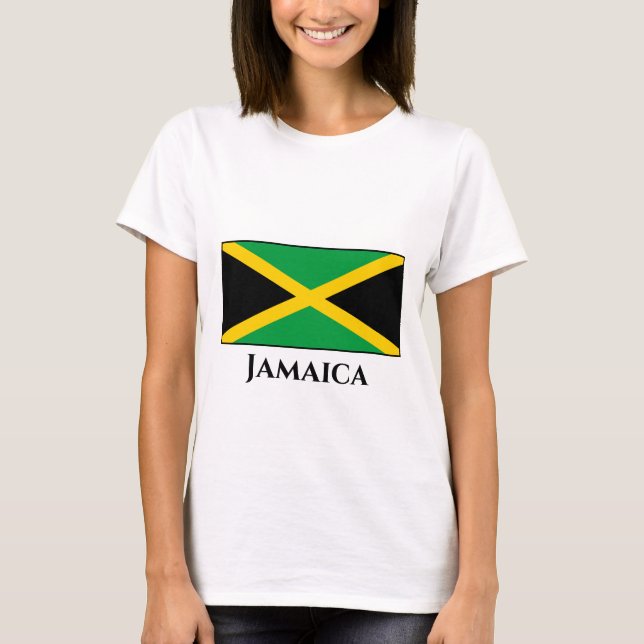Jamaica (Jamaican) Flagga T Shirt (Framsida)
