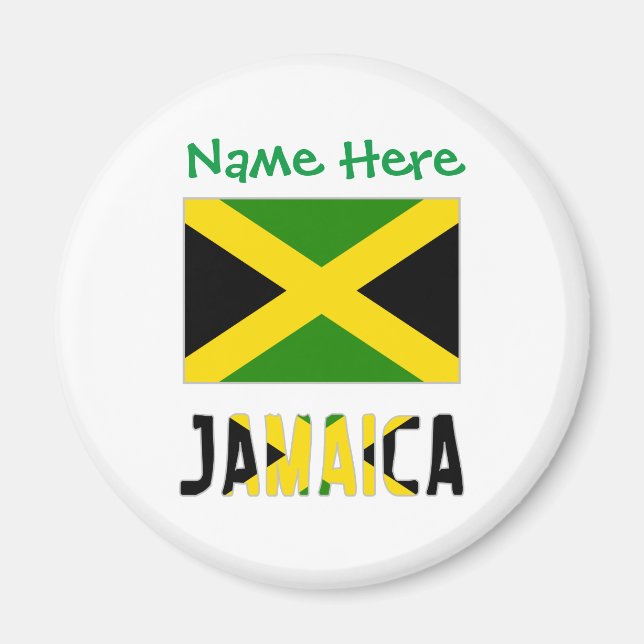 Jamaica Jamaican Grönt Flagga Personalization Roun Magnet (Framsidan)