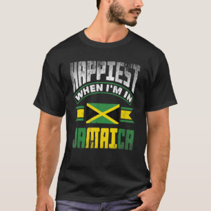 Jamaica Jamaican Jamaica Flagga Happiest när jag ä T Shirt