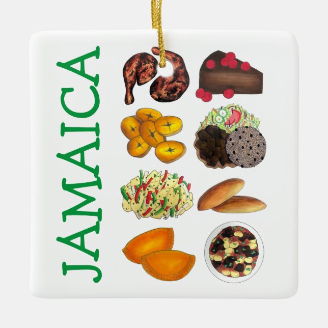 JAMAICA Jamaican Mat Västindien Cuisine Julgransprydnad Keramik (Framsida)