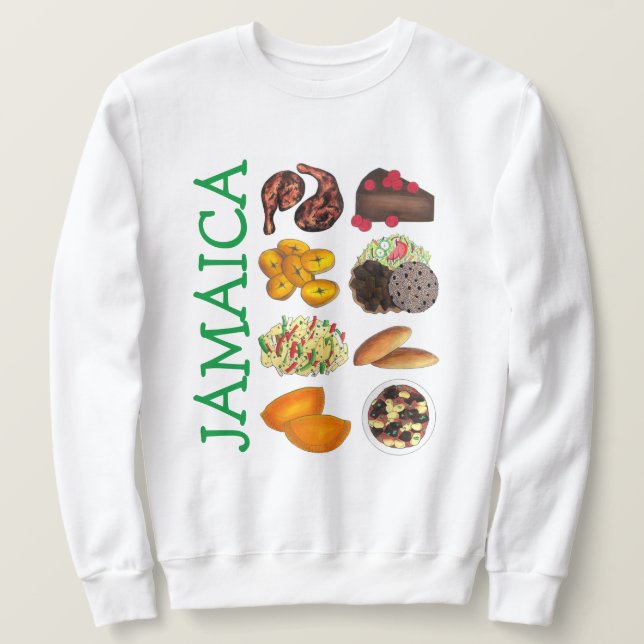 JAMAICA Jamaican Mat Västindien Cuisine Lång Ärmad Tröja (Design framsida)