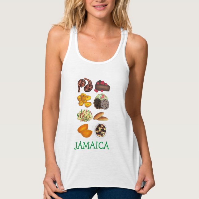 JAMAICA Jamaican Mat Västindien Cuisine Linne Med Racerback (Framsida)