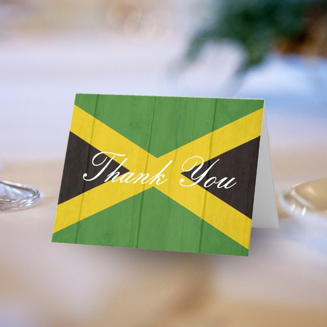 Jamaica Jamaican Wood Bild Photo Bröllop Tack Kort (Jamaica Jamaican Wood Picture Photo Wedding Thank You Card)