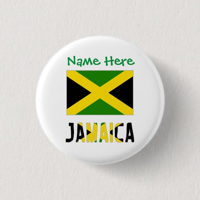 Jamaica Jamaicansk Flagga Grön Personalisering Run Knapp (Framsida)