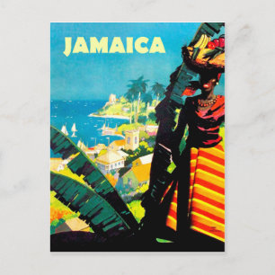 Jamaica, jamaicansk kvinna med fruktkorg på huvude vykort