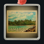 Jamaica karibisk prydnadvintage resor julgransprydnad metall<br><div class="desc">En kall vintagestilJamaica prydnad som presenterar palmträd i en rolig vintageöplats.</div>