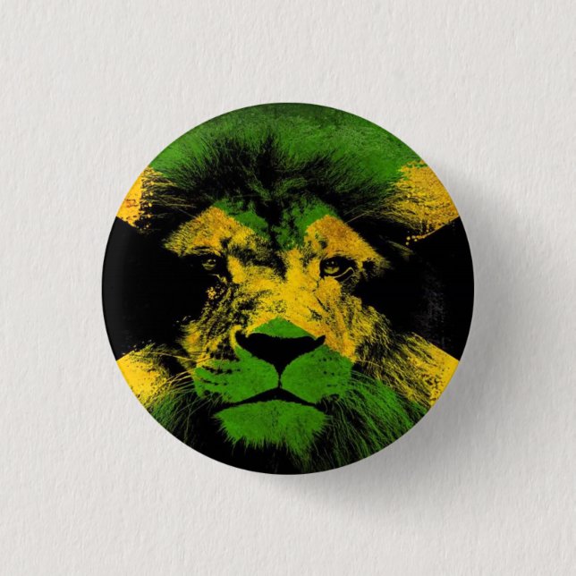 Jamaica Kärlek Lejon Rastafari Reggae Rasta Button Knapp (Framsida)