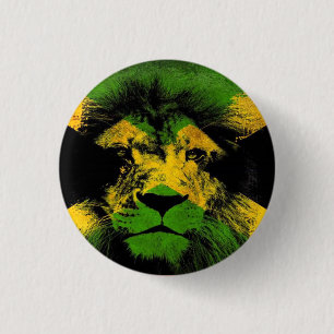 Jamaica Kärlek Lejon Rastafari Reggae Rasta Button Knapp