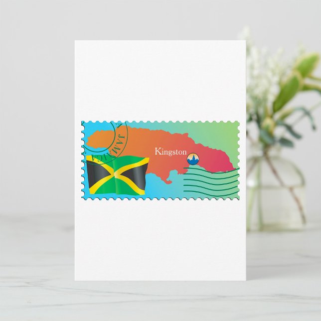 Jamaica Kart Postage Stamp Stil Inbjudningar (Skapare uppladdad)