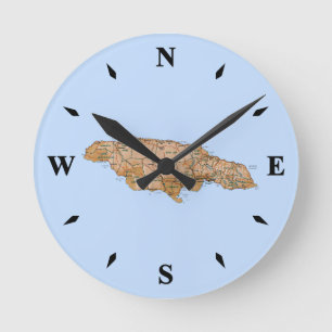 Jamaica Karta Clock Rund Klocka