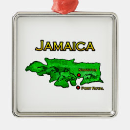 Jamaica karta (grönt-gult-svarten) julgransprydnad metall
