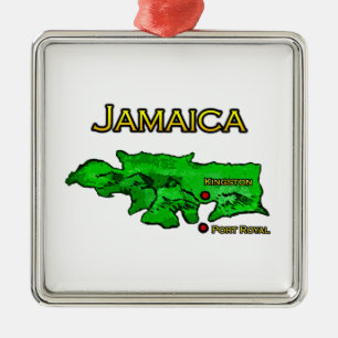 Jamaica karta (grönt-gult-svarten) julgransprydnad metall