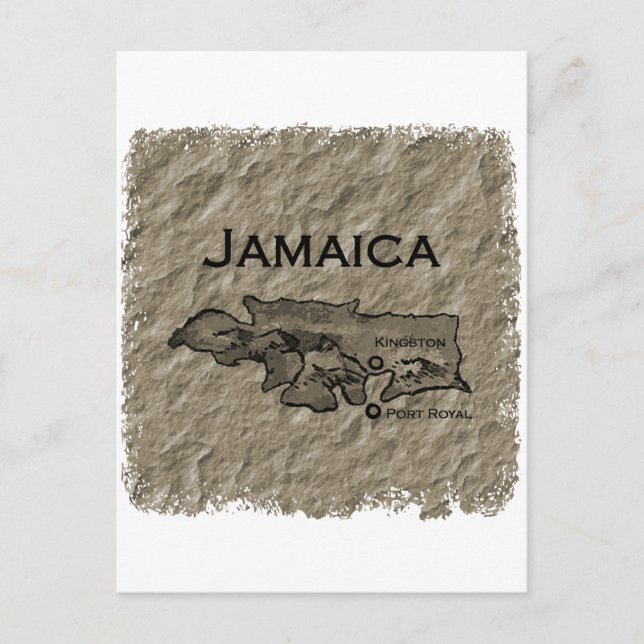 Jamaica Karta (vintage) Vykort (Framsida)