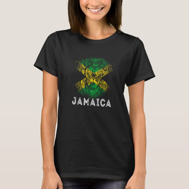 Jamaica Kung Safari Lejon Head CarribönJamaican R T Shirt (Framsida)