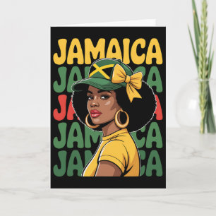 Jamaica Kvinnor Flicka Jamaicansk Flagga Semester Kort