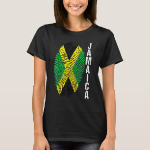 Jamaica Land Flagga Fingerprint Graphic Sleeve T Shirt