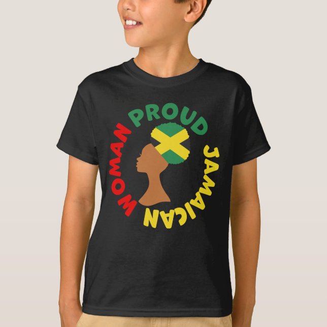 Jamaica Land Flagga Root Proud Jamaican Woman T Shirt (Framsida)