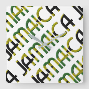 Jamaica Land Jamaican Flagga Typografi Fyrkantig Klocka