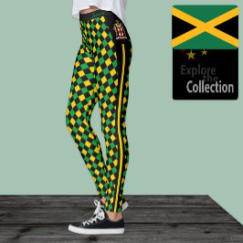 Jamaica leggings, premie mode, Jamaican Flagga Leggings