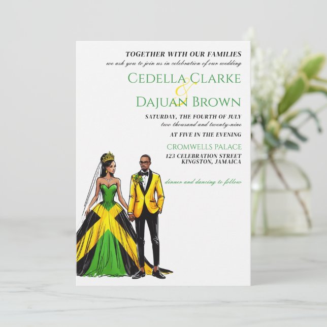Jamaica lite bröllopsinbjudan inbjudningar (Stående Fram)
