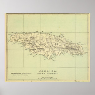 Jamaica Lithographed Karta Poster