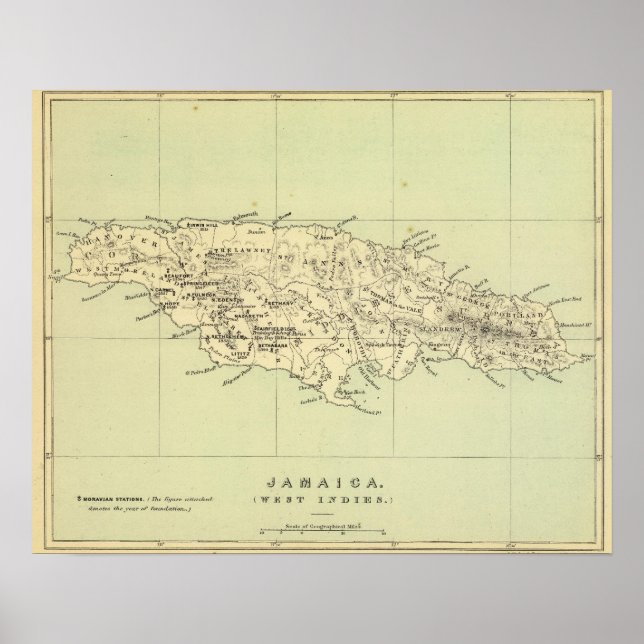 Jamaica Lithographed Karta Poster (Framsidan)