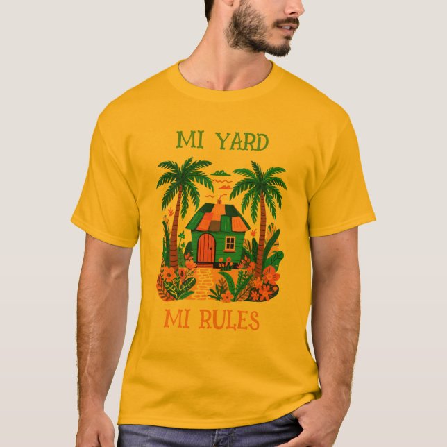 Jamaica mi gård mi regler  t shirt (Framsida)