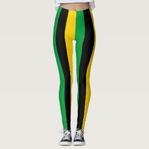 Jamaica National Flagga Färg Lodrät Stripe Leggings
