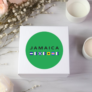 Jamaica Nautical Sailing Flaggor Runt Klistermärke