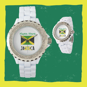 Jamaica och Jamaican Flagga Grönt Anpassning Armbandsur