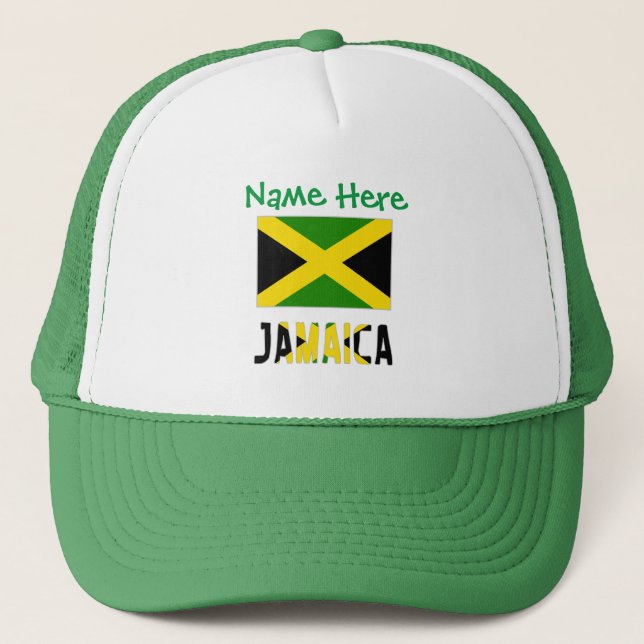 Jamaica och Jamaican Flagga Grönt Anpassning Keps (Framsida)