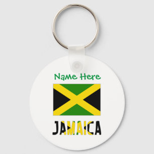 Jamaica och Jamaican Flagga Grönt Anpassning Nyckelring