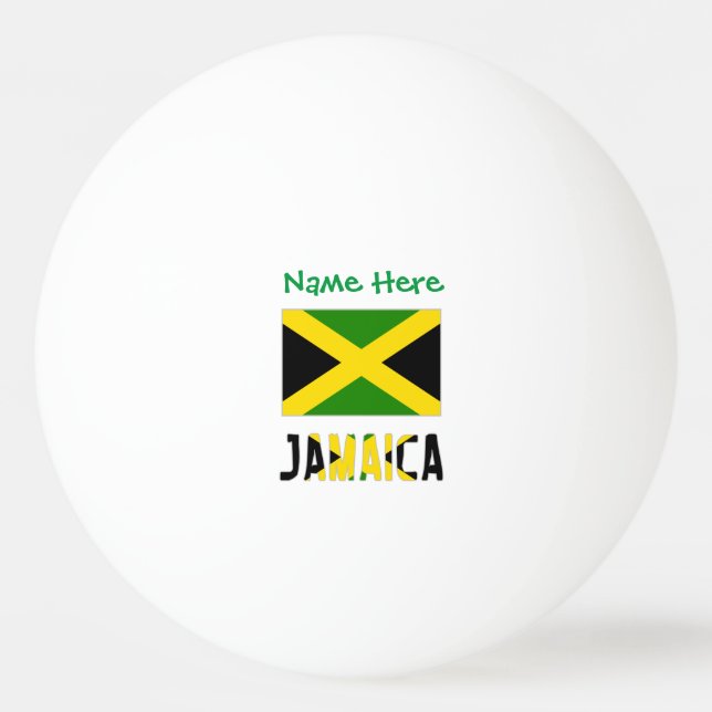 Jamaica och Jamaican Flagga Grönt Anpassning Pingisboll (Framsidan)