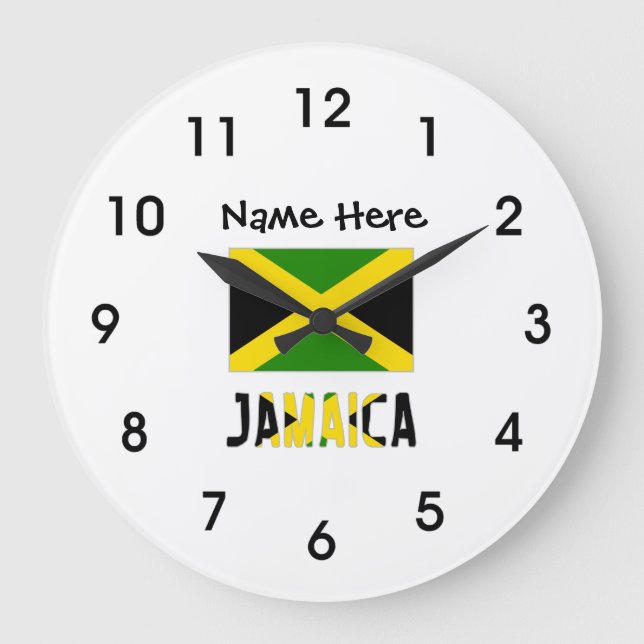 Jamaica och Jamaican Flagga med ditt namn Stor Klocka (Framsida)