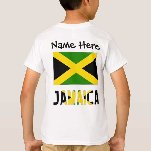 Jamaica och Jamaican Flagga med ditt namn T Shirt (Baksida)