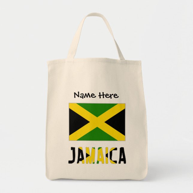 Jamaica och Jamaican Flagga med ditt namn Tygkasse (Framsidan)