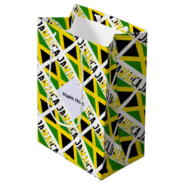 Jamaica och Jamaican Flagga Tilad med ditt namn (Framsidan Vinklad)