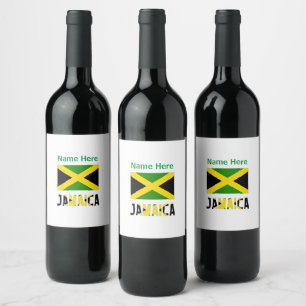 Jamaica och Jamaicansk flagga Personlig Vinflaska Etikett