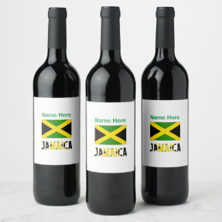 Jamaica och Jamaicansk flagga Personlig  Vinflaska Etikett