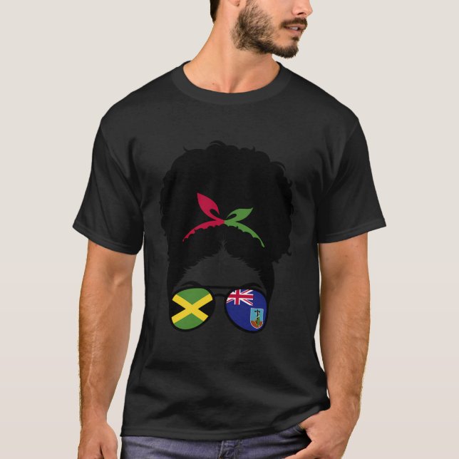 Jamaica och Montserrat Mix Afro Hair Jamaican Mont T Shirt (Framsida)