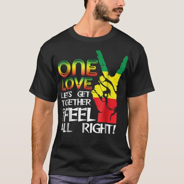 Jamaica One Kärlek Reggae Caribbean Music Pride Fl T Shirt (Framsida)