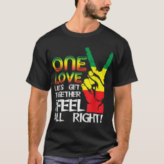 Jamaica One Kärlek Reggae Caribbean Music Pride Fl T Shirt