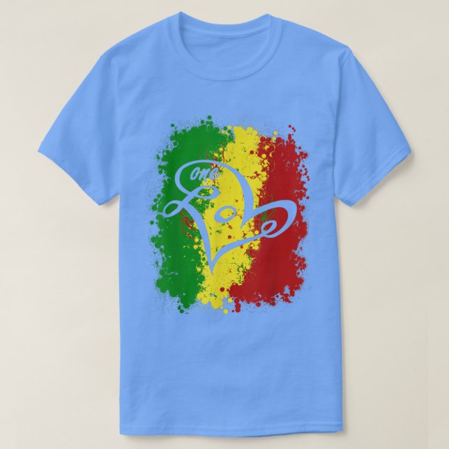 Jamaica One Kärlek T Shirt Rasta Reggae Music Väst (Design framsida)