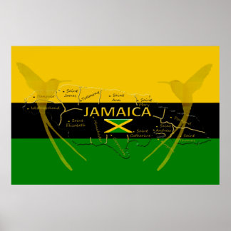 Jamaica Parish Färg HummingBird Poster alla storle