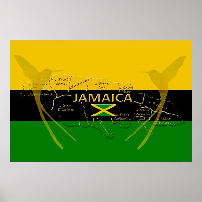 Jamaica Parish Färg HummingBird Poster alla storle (Framsidan)