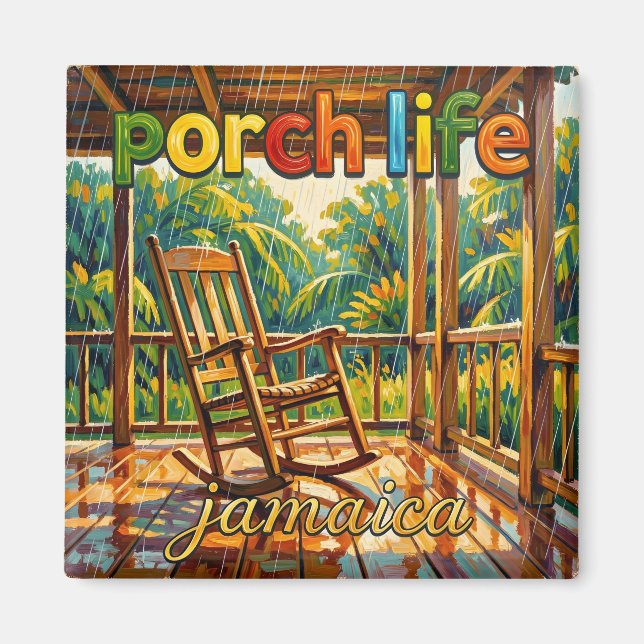  Jamaica Porch life rainy day Magnet (Framsidan)