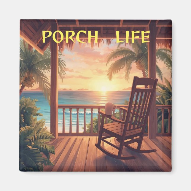 Jamaica porch life sunset magnet (Framsidan)