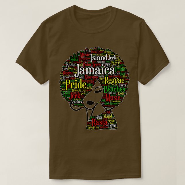 Jamaica Pride Woman With Ord in Afro T Shirt (Design framsida)